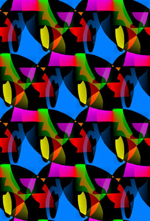 Seamless puzzle background with a jug silhouette and curved lines in translucent colorsの写真素材
