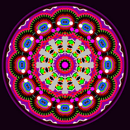 Ornamental Berta's mandala with 3d effects in a bright colorsの写真素材