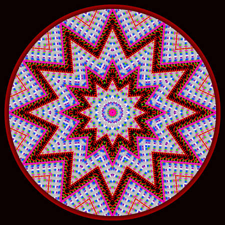 Ornamental Berta's star - mandala with 3d effects in a bright colorsの写真素材