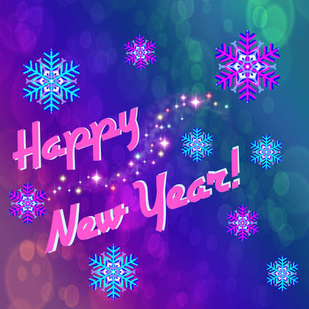 Happy New Year greetings with snowflakesの写真素材
