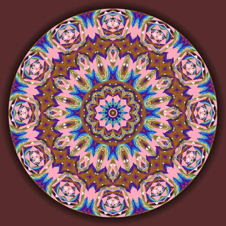 Abstract decorative mandala with 3d effect in a blue colors. The Author - Peshkareva Irinaの写真素材