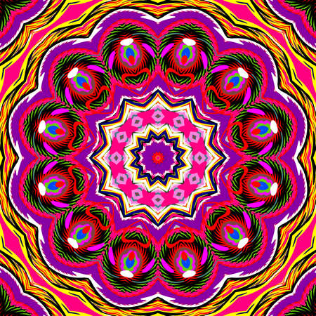 Ornamental decorative Berta's mandala with 3d effect in a bright colors. The Author - Peshkareva Irinaの写真素材