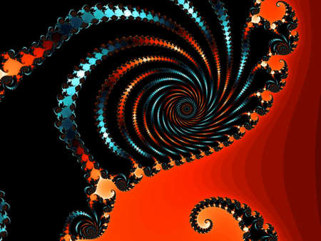 Decorative fractal spiral in a bright red and blue colors. The Author - Peshkareva Irinaの写真素材
