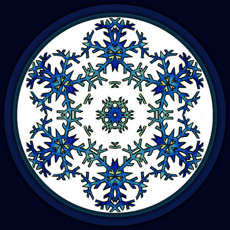 Decorative winter mandala with a snowflakes and 3d effect for Holidaysの写真素材