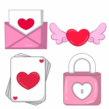 Illustration of a set of valentine's day related iconsのイラスト素材