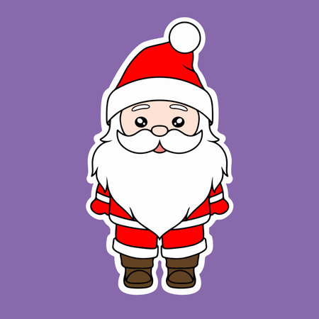 Cute cartoon Santa Claus. Vector illustration isolated on purple background.のイラスト素材