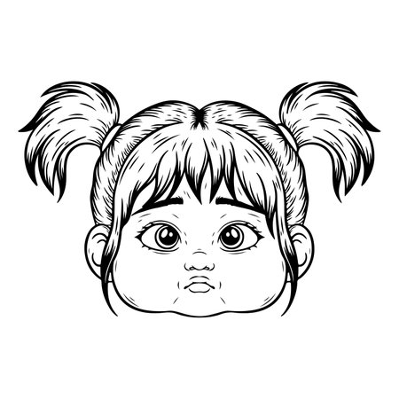 Cute little girl face. Vector illustration for t-shirt design.のイラスト素材