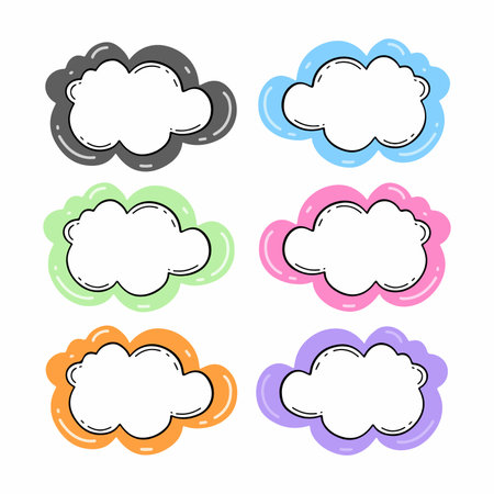Clouds set. Hand drawn vector illustration. Isolated on white background.のイラスト素材