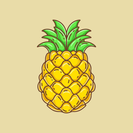 Pineapple icon. Vector illustration of a pineapple with leaves.のイラスト素材
