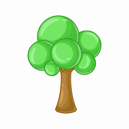 Tree icon in cartoon style isolated on white background. Forest symbol vector illustration.のイラスト素材