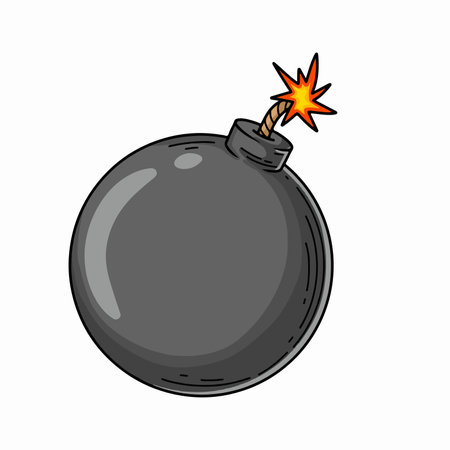 Bomb with a burning fuse. Vector illustration on a white background.のイラスト素材