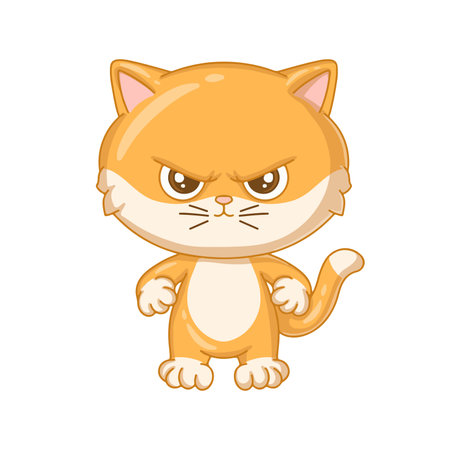 Cute cartoon cat. Vector illustration isolated on a white background.のイラスト素材