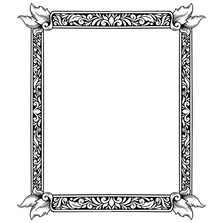 Illustration of floral frame with space for text on a white backgroundのイラスト素材