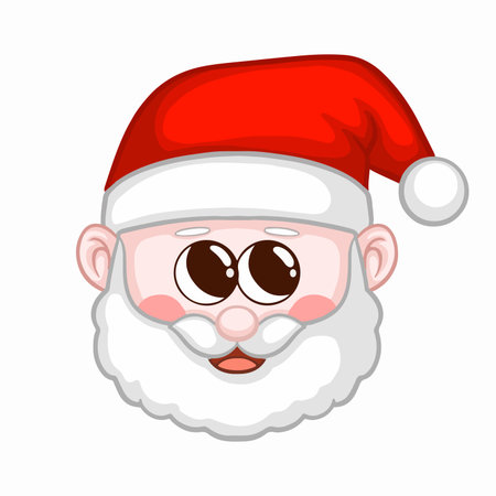 Cute cartoon santa claus face with big eyes. Vector illustration.のイラスト素材