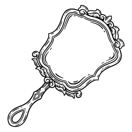 Vintage hand drawn mirror isolated on white background. Vector illustration.のイラスト素材