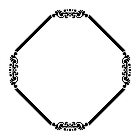 Oval black and white decorative frame. Copy space. Vector clip art.のイラスト素材