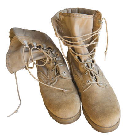 U.S. Army boots isolated on white backgroundの写真素材