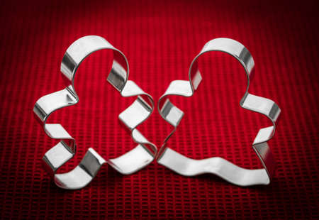A family of cookie cutters.A boy and a girlの写真素材
