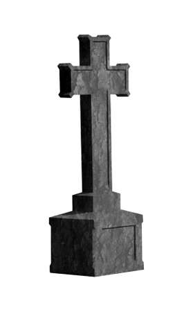 Cross tombstone isolated on white backgroundの写真素材