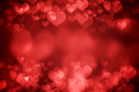 Red  glowing heart shaped bokeh for Valentine's day  background
