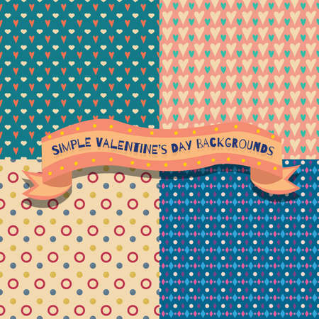 Set of four cute and simple valentine's day backgroundsのイラスト素材