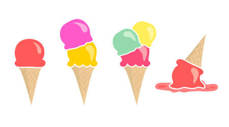 Set of four different size vector ice creams isolated on whiteのイラスト素材