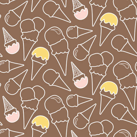 Seamless summer ice cream pattern (chocolate background)のイラスト素材
