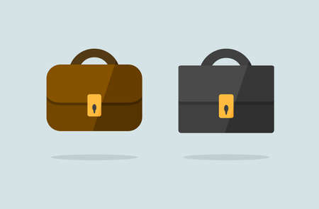 Two briefcase icons flat vector design  brown and black のイラスト素材