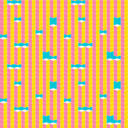 Pixel cube shapes seamless vector patternのイラスト素材