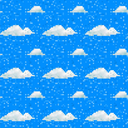 Seamless vector cloud pattern pixel artのイラスト素材