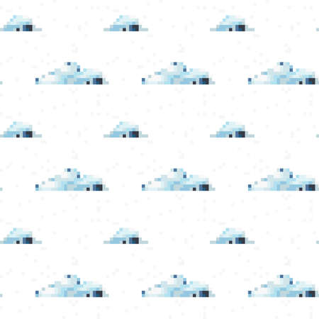 Seamless vector cloud pattern pixel artのイラスト素材