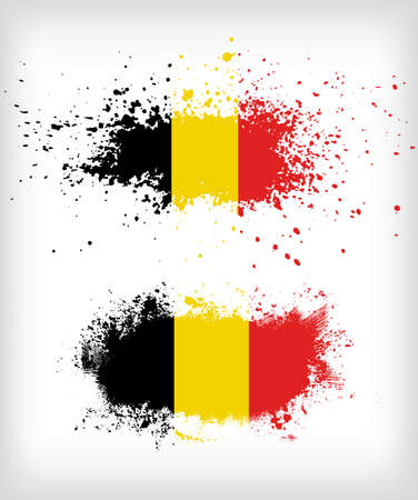 Grunge Belgian ink splattered flag vectorsのイラスト素材