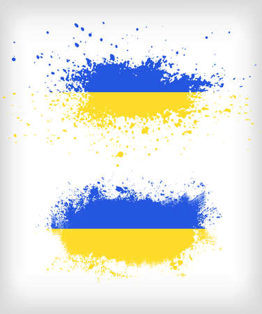 Grunge Ukrainian ink splattered flag vectorsのイラスト素材