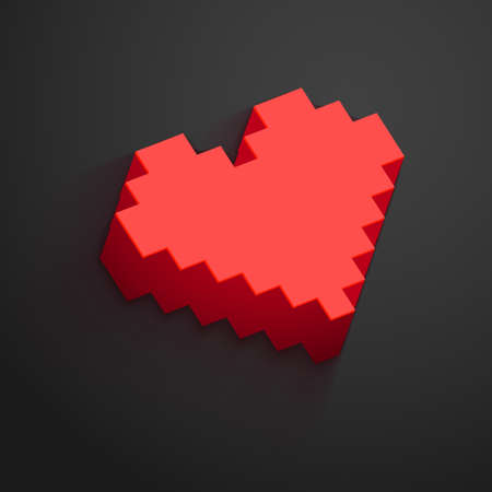 Pixel heart button vector for Valentine's day designs. Online dating, distant relationship and love conceptのイラスト素材
