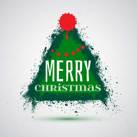 Grunge hand drawn Christmas tree cardのイラスト素材