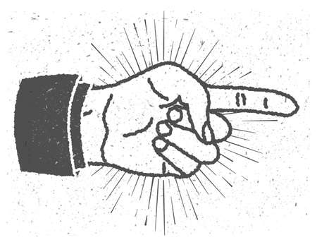 Vintage inspired hand with pointing finger signのイラスト素材