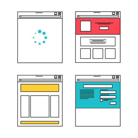 Basic website layout illustrations in flat styleのイラスト素材