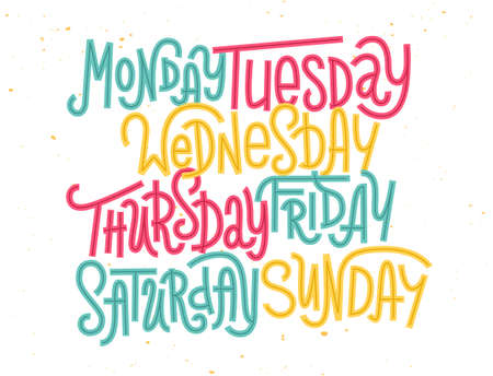 Colorful custom lettering of the days of the week for your designsのイラスト素材