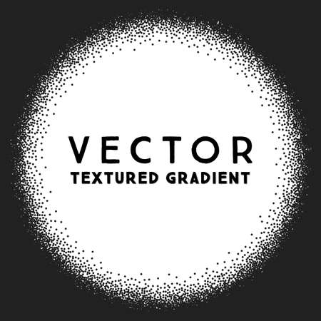 Monochrome stippled round  gradient texture, abstract noir backgroundのイラスト素材