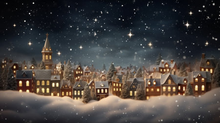 Scandinavian Christmas card. Festive European town made of clay and decorated for the holidaysの素材