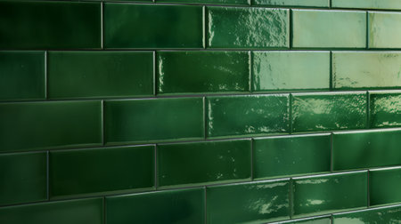 Green glazed ceramic subway tile, modern minimalist interior design detailの素材