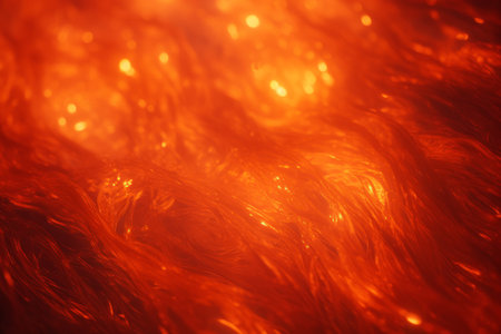 Abstract fiery red background with bokeh, sparks and glowing elements. Inferno lava style illustrationの素材