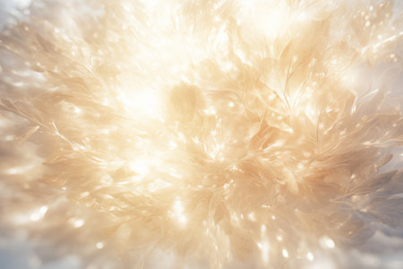 Abstract gold background design, ethereal flora with bright golden glowing light shining throughの素材