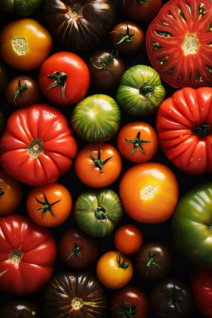 Fresh and ripe heirloom tomatoes, locally grown new harvestの素材