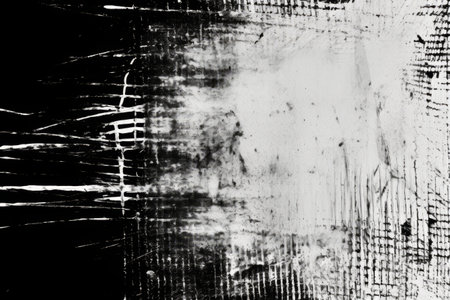 Grunge monochrome texture overlay, scratches and ink splattersの素材
