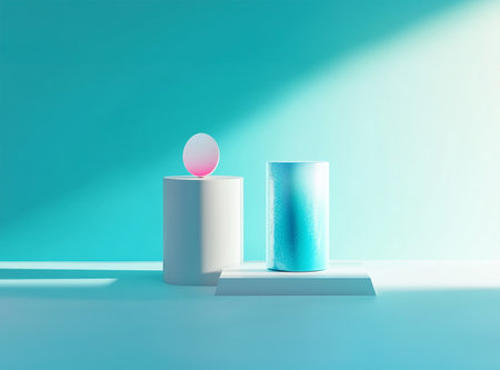 Minimalist abstract background, primitive geometrical figures, pastel colors, 3D renderの素材
