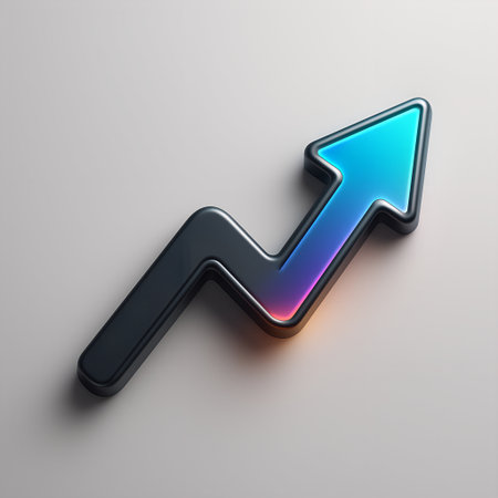 3D Upward Arrow Icon for Growth, Success, and Investment Analyticsの素材