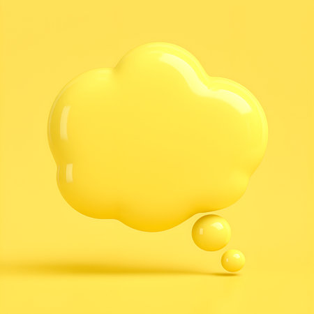 3D Yellow Thought Bubble â Glossy Dream Cloud for Ideas and Messagesの素材