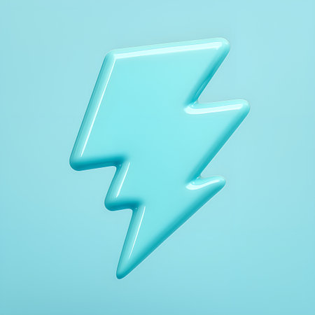 3D Blue Lightning Icon â Glossy Thunder Symbolの素材