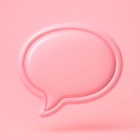 3D Pink Speech Balloon â Pastel Chat Icon with Glossy Finishの素材